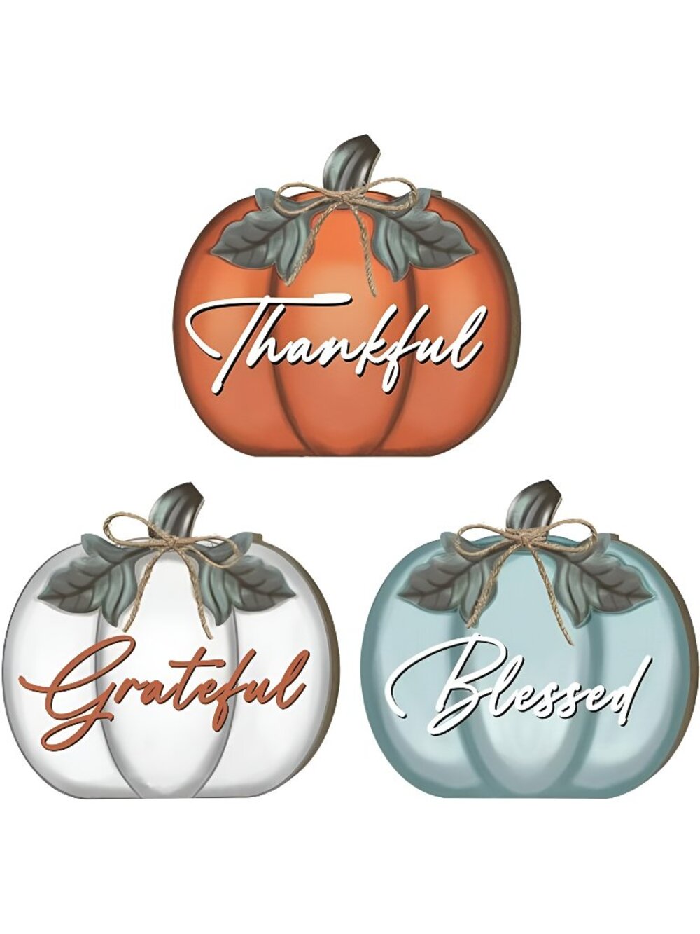 Fall Sign Table Decorations, 3 Pcs Wooden Fall Thanksgiving Pumpkin Sign